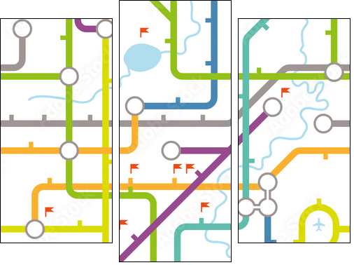 Subway map texture - Dreiteiliges Leinwandbild, Triptychon