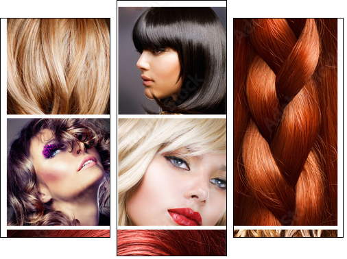 Hair Collage. Hairstyles - Dreiteiliges Leinwandbild, Triptychon