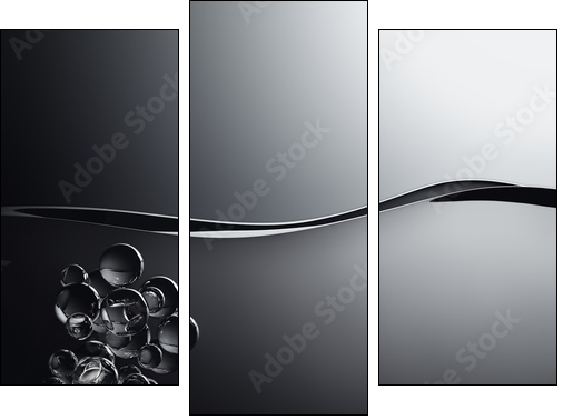 black water waves and transparent air bubbles - Dreiteiliges Leinwandbild, Triptychon