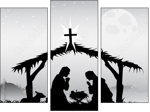 nativity scene,vector - Dreiteiliges Leinwandbild, Triptychon