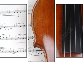 Geige mit Noten - Dreiteiliges Leinwandbild, Triptychon