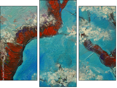 Arbre en fleurs 5 - Dreiteiliges Leinwandbild, Triptychon