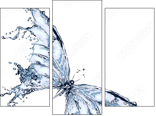 Water splash butterfly 2 - Dreiteiliges Leinwandbild, Triptychon