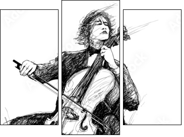 violoncellist - Dreiteiliges Leinwandbild, Triptychon