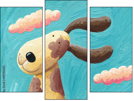 Cute dog in the wind - Dreiteiliges Leinwandbild, Triptychon