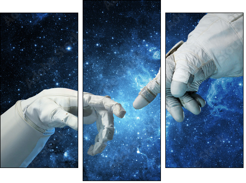 New technologies in space. Concept - Dreiteiliges Leinwandbild, Triptychon