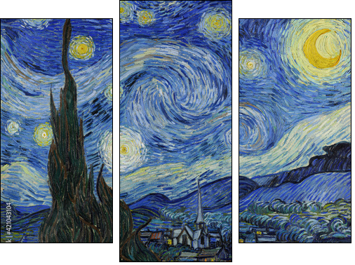 Vincent van Gogh, (1853-1890) The Starry Night, 1889, oil on canvas. Museum of Modern Art, New York City. - Dreiteiliges Leinwandbild, Triptychon