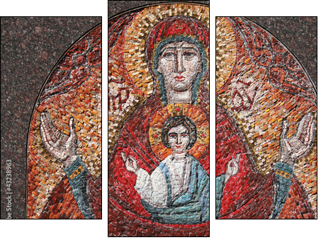 art mosaics icon of Virgin Mary and Jesus Christ - Dreiteiliges Leinwandbild, Triptychon