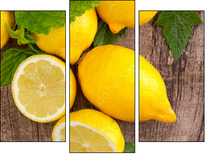 Fresh lemons, upper view - Dreiteiliges Leinwandbild, Triptychon