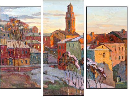 the city landscape of Vitebsk drawn with oil on a canvas - Dreiteiliges Leinwandbild, Triptychon