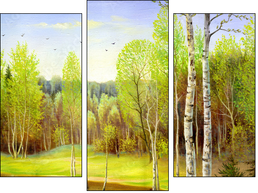 autumn landscape, canvas, oil - Dreiteiliges Leinwandbild, Triptychon