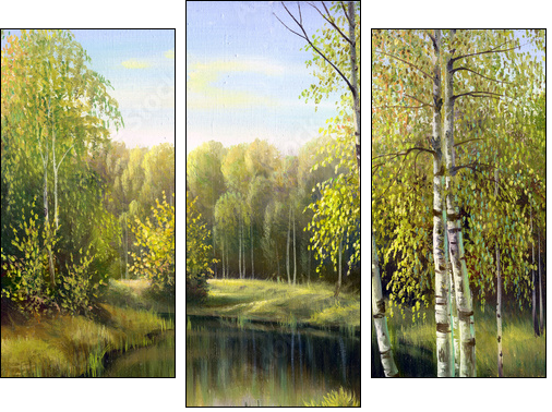 autumn landscape, canvas, oil - Dreiteiliges Leinwandbild, Triptychon