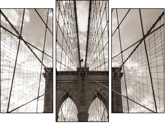 Brooklyn Bridge in New York City. Sepia tone. - Dreiteiliges Leinwandbild, Triptychon