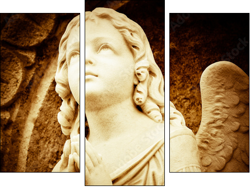 Praying angel in sepia shades - Dreiteiliges Leinwandbild, Triptychon