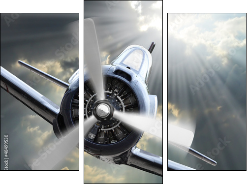 The Fighter. Retro technology theme. - Dreiteiliges Leinwandbild, Triptychon