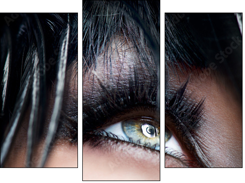 Smokey Eyes Make-up close-up. Black Eyeshadow - Dreiteiliges Leinwandbild, Triptychon