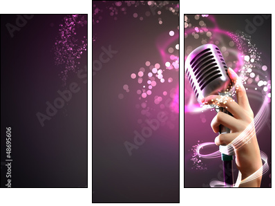 audio microphone retro style - Dreiteiliges Leinwandbild, Triptychon