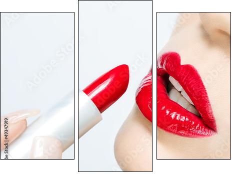 Woman painted red lips - Dreiteiliges Leinwandbild, Triptychon