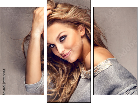 Portrait of beautiful blonde girl with long hair - Dreiteiliges Leinwandbild, Triptychon