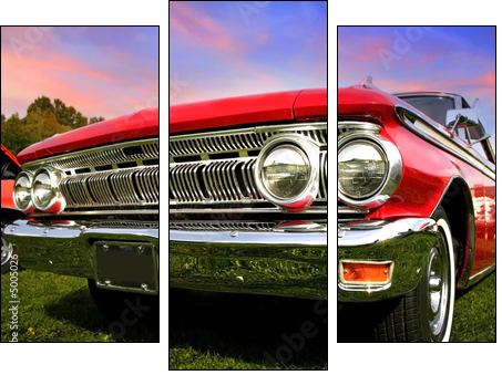 Red Muscle Car - Dreiteiliges Leinwandbild, Triptychon