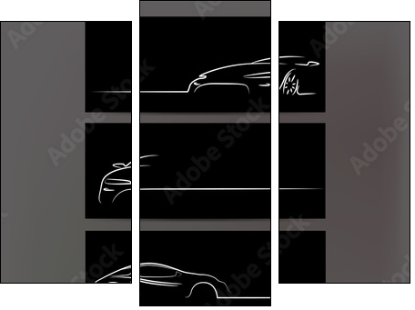 Silhouette of car. Vector illustration - Dreiteiliges Leinwandbild, Triptychon