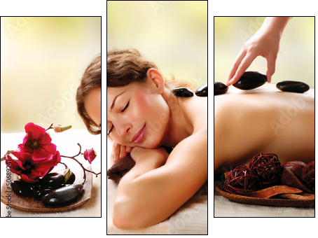 Spa Salon. Stone Massage. Dayspa - Dreiteiliges Leinwandbild, Triptychon