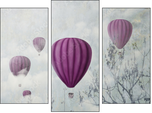 Pink Balloons - Dreiteiliges Leinwandbild, Triptychon