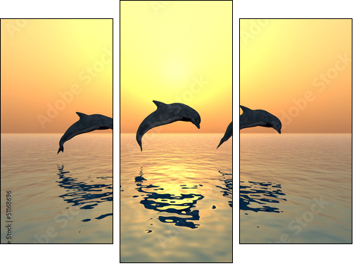 Jumping Dolphins - Dreiteiliges Leinwandbild, Triptychon