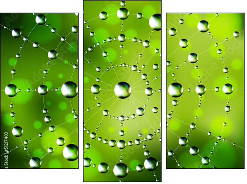 Abstract spider web with dew drops - Dreiteiliges Leinwandbild, Triptychon