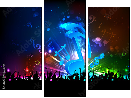 Musical Party Background - Dreiteiliges Leinwandbild, Triptychon