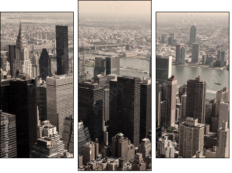 Skyline of Manhattan - sepia image - Dreiteiliges Leinwandbild, Triptychon