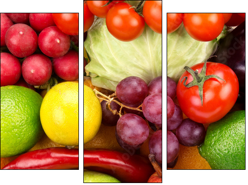 bright background  of vegetables and fruits - Dreiteiliges Leinwandbild, Triptychon