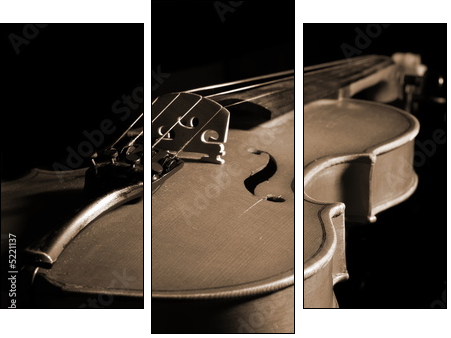 violin isolated on black - Dreiteiliges Leinwandbild, Triptychon