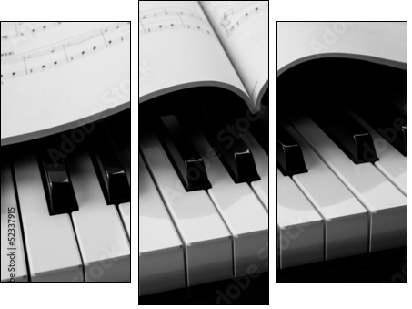 Piano keys and musical book - Dreiteiliges Leinwandbild, Triptychon