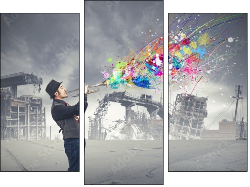 Trumpeter - Dreiteiliges Leinwandbild, Triptychon