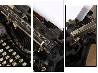 Typewriter with paper scattered - conceptual image - Dreiteiliges Leinwandbild, Triptychon