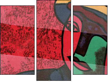 Visage à la Picasso. - Dreiteiliges Leinwandbild, Triptychon