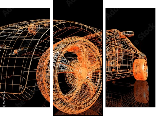 front view of the modern model cars - Dreiteiliges Leinwandbild, Triptychon