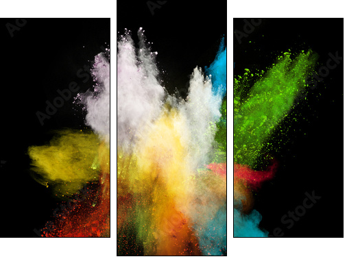 launched colorful powder - Dreiteiliges Leinwandbild, Triptychon