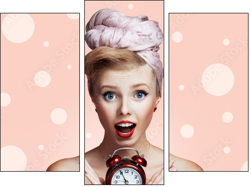 Beautiful young sexy pin-up girl with surprised expression - Dreiteiliges Leinwandbild, Triptychon
