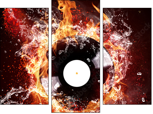 burning vinyl disc - Dreiteiliges Leinwandbild, Triptychon