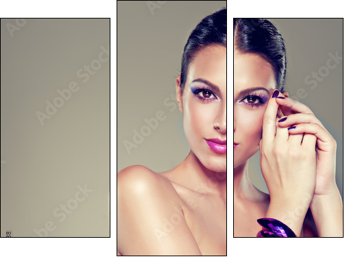 Portrait of a stylish girl - Dreiteiliges Leinwandbild, Triptychon