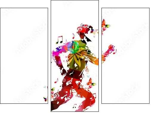 Colorful vector runner silhouette background with butterflies. - Dreiteiliges Leinwandbild, Triptychon