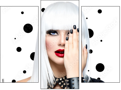Fashion Beauty Model Girl. Punk Style Woman isolated on White - Dreiteiliges Leinwandbild, Triptychon