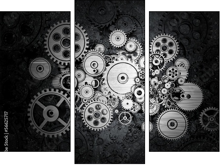 Grunge Cog Wheels - Dreiteiliges Leinwandbild, Triptychon
