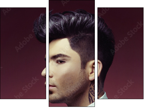 Man with stylish haircut - Dreiteiliges Leinwandbild, Triptychon