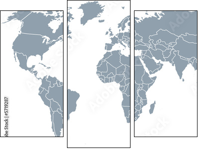 weltkarte, world map - Dreiteiliges Leinwandbild, Triptychon