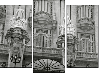 antic blue car parked in front of an hotel - la havana - Cuba - Dreiteiliges Leinwandbild, Triptychon