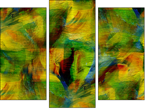 seamless cubism green, yellow abstract art Picasso texture water - Dreiteiliges Leinwandbild, Triptychon