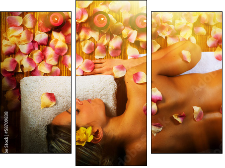 Beautiful woman having massage. - Dreiteiliges Leinwandbild, Triptychon